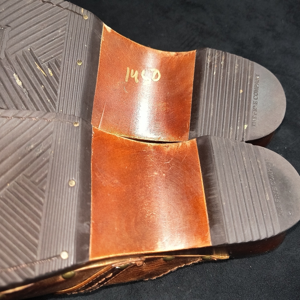 Frye Brown Leather Clogs with Brass Buckle - Picture 15 of 15
